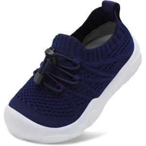 imageJOINFREE Toddler Shoes Boys Girls Wide Barefoot Shoes Slip On Sneakers for Toddler Kids Breathable Walking Shoes Lightweight Outdoor Tennis ShoesNavyblue