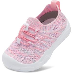 imageJOINFREE Toddler Shoes Boys Girls Wide Barefoot Shoes Slip On Sneakers for Toddler Kids Breathable Walking Shoes Lightweight Outdoor Tennis ShoesPink