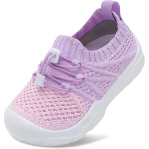 imageJOINFREE Toddler Shoes Boys Girls Wide Barefoot Shoes Slip On Sneakers for Toddler Kids Breathable Walking Shoes Lightweight Outdoor Tennis ShoesPinkpurple