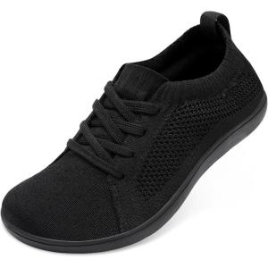imageJOINFREE Womens Minimalist Walking Shoes Wide Toe Barefoot Shoes Zero Drop Casual Sneakers Breathable Slip On Tennis ShoesBlack