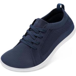 imageJOINFREE Womens Minimalist Walking Shoes Wide Toe Barefoot Shoes Zero Drop Casual Sneakers Breathable Slip On Tennis ShoesDarkblue