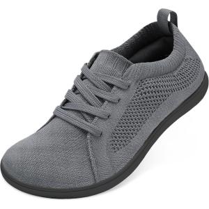 imageJOINFREE Womens Minimalist Walking Shoes Wide Toe Barefoot Shoes Zero Drop Casual Sneakers Breathable Slip On Tennis ShoesDarkgrey