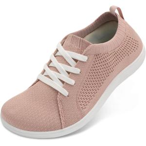 imageJOINFREE Womens Minimalist Walking Shoes Wide Toe Barefoot Shoes Zero Drop Casual Sneakers Breathable Slip On Tennis ShoesDarkpink