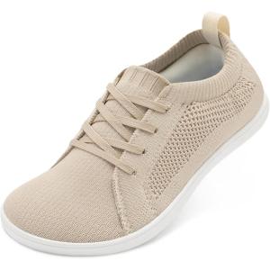imageJOINFREE Womens Minimalist Walking Shoes Wide Toe Barefoot Shoes Zero Drop Casual Sneakers Breathable Slip On Tennis ShoesKhaki