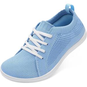 imageJOINFREE Womens Minimalist Walking Shoes Wide Toe Barefoot Shoes Zero Drop Casual Sneakers Breathable Slip On Tennis ShoesLightblue