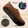imageJOINFREE House Slippers for Women Men Cozy Slip On Bedroom Shoes Wide Barefoot Slipper Socks for Indoor Home Travel Office YogaBrown