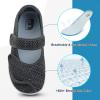 imageJOINFREE Womens Barefoot Walking Shoes Wide Diabetic Shoes Adjustable Mary Jane Shoes Flats Arthritis Edema Casual Shoes Breathable Slip on Sneakers Indoor OutdoorBlackgrey