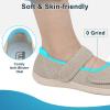 imageJOINFREE Womens Barefoot Walking Shoes Wide Diabetic Shoes Adjustable Mary Jane Shoes Flats Arthritis Edema Casual Shoes Breathable Slip on Sneakers Indoor OutdoorLightbeige