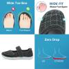 imageJOINFREE Womens Barefoot Walking Shoes Wide Diabetic Shoes Adjustable Mary Jane Shoes Flats Arthritis Edema Casual Shoes Breathable Slip on Sneakers Indoor OutdoorBlackgrey
