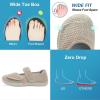 imageJOINFREE Womens Barefoot Walking Shoes Wide Diabetic Shoes Adjustable Mary Jane Shoes Flats Arthritis Edema Casual Shoes Breathable Slip on Sneakers Indoor OutdoorLightbeige