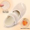 imageJOINFREE Womens Mens House Slippers Wide Adjustable Diabetic Slippers Cozy Barefoot Bedroom Shoes Edma Swollen Socks Slipper With Soft Rubber SolesBeige