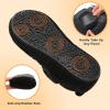 imageJOINFREE Womens Mens House Slippers Wide Adjustable Diabetic Slippers Cozy Barefoot Bedroom Shoes Edma Swollen Socks Slipper With Soft Rubber SolesBlack