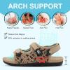 imageJOINFREE Womens Orthopedic Walking Hiking Sandals Adjustable Open Toe Sports Water Sandals with Plantar Fasciitis Arch Support Thick Athletic Cushion Outdoor Beach SandalsLeopard Brown