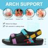 imageJOINFREE Womens Orthopedic Walking Hiking Sandals Adjustable Open Toe Sports Water Sandals with Plantar Fasciitis Arch Support Thick Athletic Cushion Outdoor Beach SandalsColor Multi