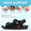 imageJOINFREE Womens Orthopedic Walking Hiking Sandals Adjustable Open Toe Sports Water Sandals with Plantar Fasciitis Arch Support Thick Athletic Cushion Outdoor Beach SandalsBlack