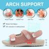 imageJOINFREE Womens Orthopedic Walking Hiking Sandals Adjustable Open Toe Sports Water Sandals with Plantar Fasciitis Arch Support Thick Athletic Cushion Outdoor Beach SandalsPink