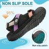 imageJOINFREE Womens Orthopedic Walking Hiking Sandals Adjustable Open Toe Sports Water Sandals with Plantar Fasciitis Arch Support Thick Athletic Cushion Outdoor Beach SandalsBlackpinkpurple