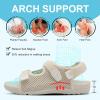 imageJOINFREE Womens Orthopedic Walking Hiking Sandals Adjustable Open Toe Sports Water Sandals with Plantar Fasciitis Arch Support Thick Athletic Cushion Outdoor Beach SandalsBeige