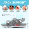 imageJOINFREE Womens Orthopedic Walking Hiking Sandals Adjustable Open Toe Sports Water Sandals with Plantar Fasciitis Arch Support Thick Athletic Cushion Outdoor Beach SandalsGrey