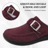 imageJOINFREE Womens Wide Suede Clogs Zero Drop Potato Shoes Diabetic Mules for Swollen Edema Comfort Slip on Clog Slippers with Adjuatable Buckle Indoor ampamp Outdoor UseWine Red