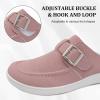 imageJOINFREE Womens Wide Suede Clogs Zero Drop Potato Shoes Diabetic Mules for Swollen Edema Comfort Slip on Clog Slippers with Adjuatable Buckle Indoor ampamp Outdoor UseDark Pink