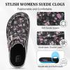 imageJOINFREE Womens Wide Suede Clogs Zero Drop Potato Shoes Diabetic Mules for Swollen Edema Comfort Slip on Clog Slippers with Adjuatable Buckle Indoor ampamp Outdoor UseFlower