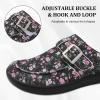 imageJOINFREE Womens Wide Suede Clogs Zero Drop Potato Shoes Diabetic Mules for Swollen Edema Comfort Slip on Clog Slippers with Adjuatable Buckle Indoor ampamp Outdoor UseFlower