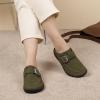 imageJOINFREE Womens Wide Suede Clogs Zero Drop Potato Shoes Diabetic Mules for Swollen Edema Comfort Slip on Clog Slippers with Adjuatable Buckle Indoor ampamp Outdoor UseDark Green