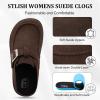 imageJOINFREE Womens Wide Suede Clogs Zero Drop Potato Shoes Diabetic Mules for Swollen Edema Comfort Slip on Clog Slippers with Adjuatable Buckle Indoor ampamp Outdoor UseCoffee