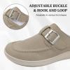 imageJOINFREE Womens Wide Suede Clogs Zero Drop Potato Shoes Diabetic Mules for Swollen Edema Comfort Slip on Clog Slippers with Adjuatable Buckle Indoor ampamp Outdoor UseTaupe