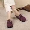 imageJOINFREE Womens Wide Suede Clogs Zero Drop Potato Shoes Diabetic Mules for Swollen Edema Comfort Slip on Clog Slippers with Adjuatable Buckle Indoor ampamp Outdoor UseWine Red