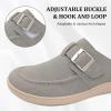imageJOINFREE Womens Wide Suede Clogs Zero Drop Potato Shoes Diabetic Mules for Swollen Edema Comfort Slip on Clog Slippers with Adjuatable Buckle Indoor ampamp Outdoor UseGrey