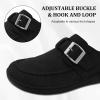 imageJOINFREE Womens Wide Suede Clogs Zero Drop Potato Shoes Diabetic Mules for Swollen Edema Comfort Slip on Clog Slippers with Adjuatable Buckle Indoor ampamp Outdoor UseBlack