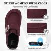 imageJOINFREE Womens Wide Suede Clogs Zero Drop Potato Shoes Diabetic Mules for Swollen Edema Comfort Slip on Clog Slippers with Adjuatable Buckle Indoor ampamp Outdoor UseWine Red
