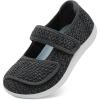 imageJOINFREE Womens Barefoot Walking Shoes Wide Diabetic Shoes Adjustable Mary Jane Shoes Flats Arthritis Edema Casual Shoes Breathable Slip on Sneakers Indoor OutdoorBlackgrey
