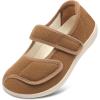 imageJOINFREE Womens Wide Diabetic Slippers Adjustable Comfort House Shoes Extra Wide Width Edema Swollen Arthritis Bedroom Slipper Indoor OutdoorBrown