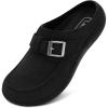 imageJOINFREE Womens Wide Suede Clogs Zero Drop Potato Shoes Diabetic Mules for Swollen Edema Comfort Slip on Clog Slippers with Adjuatable Buckle Indoor ampamp Outdoor UseBlack