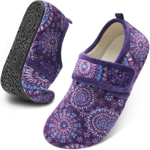 imageJOINFREE House Slippers for Women Men Cozy Slip On Bedroom Shoes Wide Barefoot Slipper Socks for Indoor Home Travel Office YogaBopurple