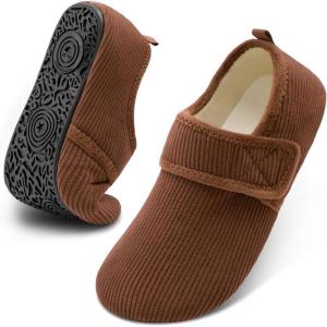 imageJOINFREE House Slippers for Women Men Cozy Slip On Bedroom Shoes Wide Barefoot Slipper Socks for Indoor Home Travel Office YogaBrown