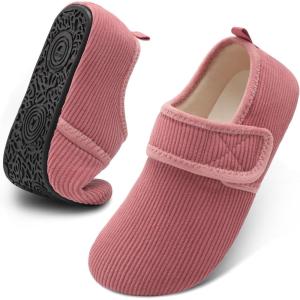 imageJOINFREE House Slippers for Women Men Cozy Slip On Bedroom Shoes Wide Barefoot Slipper Socks for Indoor Home Travel Office YogaDarkpink