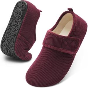 imageJOINFREE House Slippers for Women Men Cozy Slip On Bedroom Shoes Wide Barefoot Slipper Socks for Indoor Home Travel Office YogaDarkpurple