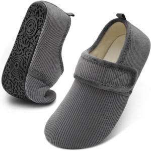 imageJOINFREE House Slippers for Women Men Cozy Slip On Bedroom Shoes Wide Barefoot Slipper Socks for Indoor Home Travel Office YogaGrey