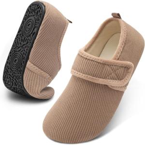 imageJOINFREE House Slippers for Women Men Cozy Slip On Bedroom Shoes Wide Barefoot Slipper Socks for Indoor Home Travel Office YogaKhaki