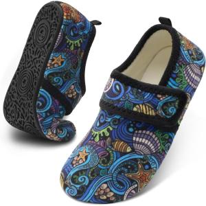 imageJOINFREE House Slippers for Women Men Cozy Slip On Bedroom Shoes Wide Barefoot Slipper Socks for Indoor Home Travel Office YogaMultisea