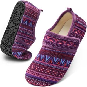 imageJOINFREE House Slippers for Women Men Cozy Slip On Bedroom Shoes Wide Barefoot Slipper Socks for Indoor Home Travel Office YogaPurplebohe