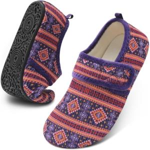 imageJOINFREE House Slippers for Women Men Cozy Slip On Bedroom Shoes Wide Barefoot Slipper Socks for Indoor Home Travel Office YogaPurplegeo