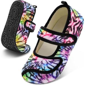 imageJOINFREE Womens Mens House Slippers Wide Adjustable Diabetic Slippers Cozy Barefoot Bedroom Shoes Edma Swollen Socks Slipper With Soft Rubber SolesColorful