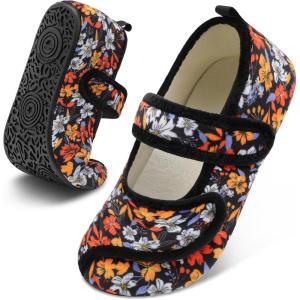 imageJOINFREE Womens Mens House Slippers Wide Adjustable Diabetic Slippers Cozy Barefoot Bedroom Shoes Edma Swollen Socks Slipper With Soft Rubber SolesMultiflower