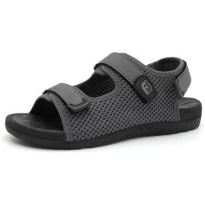 imageJOINFREE Womens Orthopedic Walking Hiking Sandals Adjustable Open Toe Sports Water Sandals with Plantar Fasciitis Arch Support Thick Athletic Cushion Outdoor Beach SandalsDark Grey