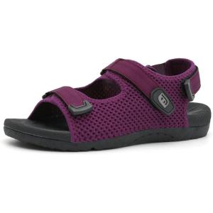 imageJOINFREE Womens Orthopedic Walking Hiking Sandals Adjustable Open Toe Sports Water Sandals with Plantar Fasciitis Arch Support Thick Athletic Cushion Outdoor Beach SandalsPurple